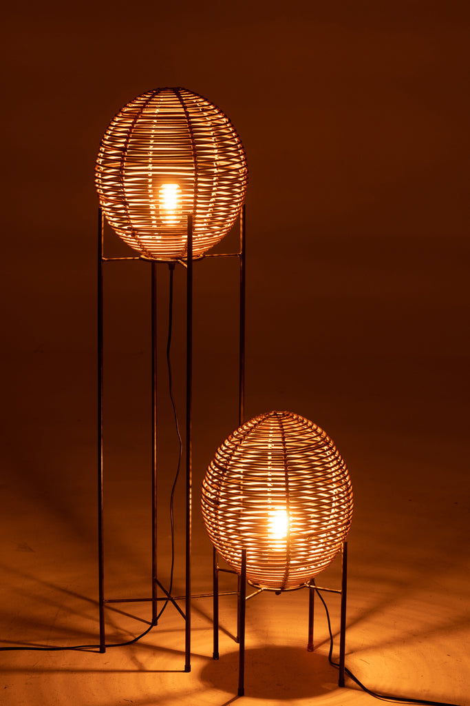 Standing Lamp On Frame Metal/Rattan Natural - Majorr