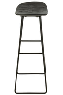 Stool Rectangular Recycle Teak Black Large - Majorr