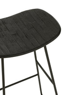 Stool Rectangular Recycle Teak Black Large - Majorr