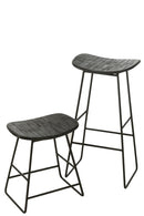 Stool Rectangular Recycle Teak Black Large - Majorr
