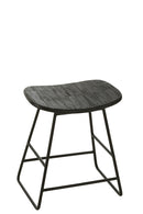 Stool Rectangular Recycle Teak Black Small - Majorr