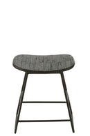 Stool Rectangular Recycle Teak Black Small - Majorr
