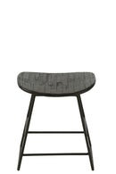 Stool Rectangular Recycle Teak Black Small - Majorr