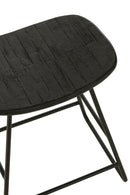 Stool Rectangular Recycle Teak Black Small - Majorr