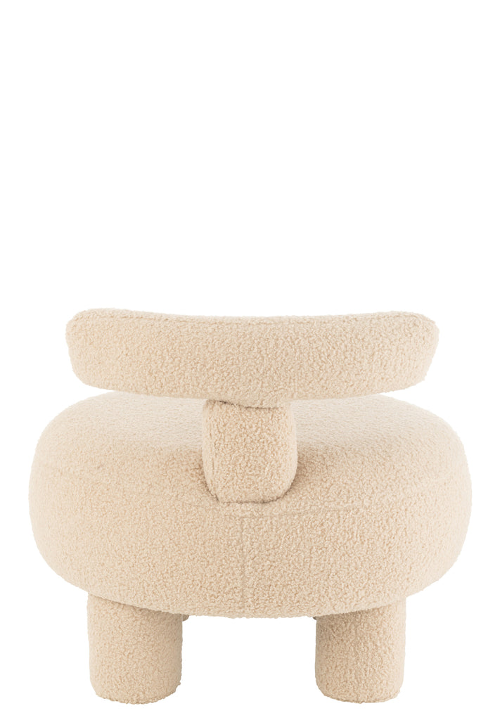 Stool Round With Chairback Bouclé Warm Beige - Majorr