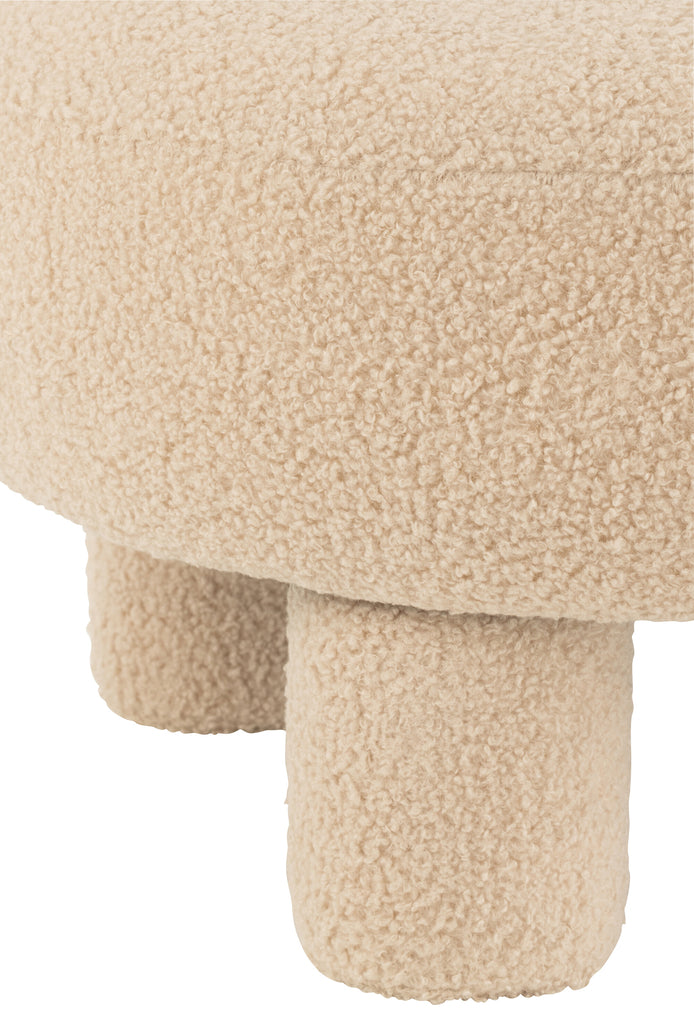 Stool Round With Chairback Bouclé Warm Beige - Majorr