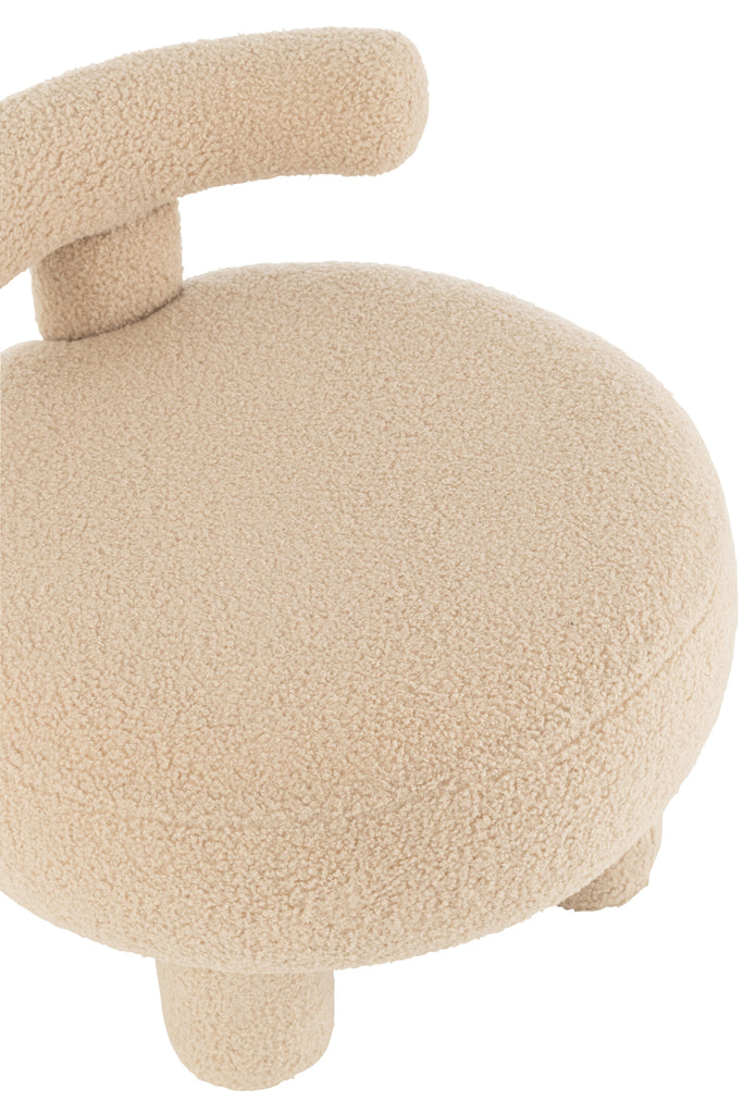 Stool Round With Chairback Bouclé Warm Beige - Majorr