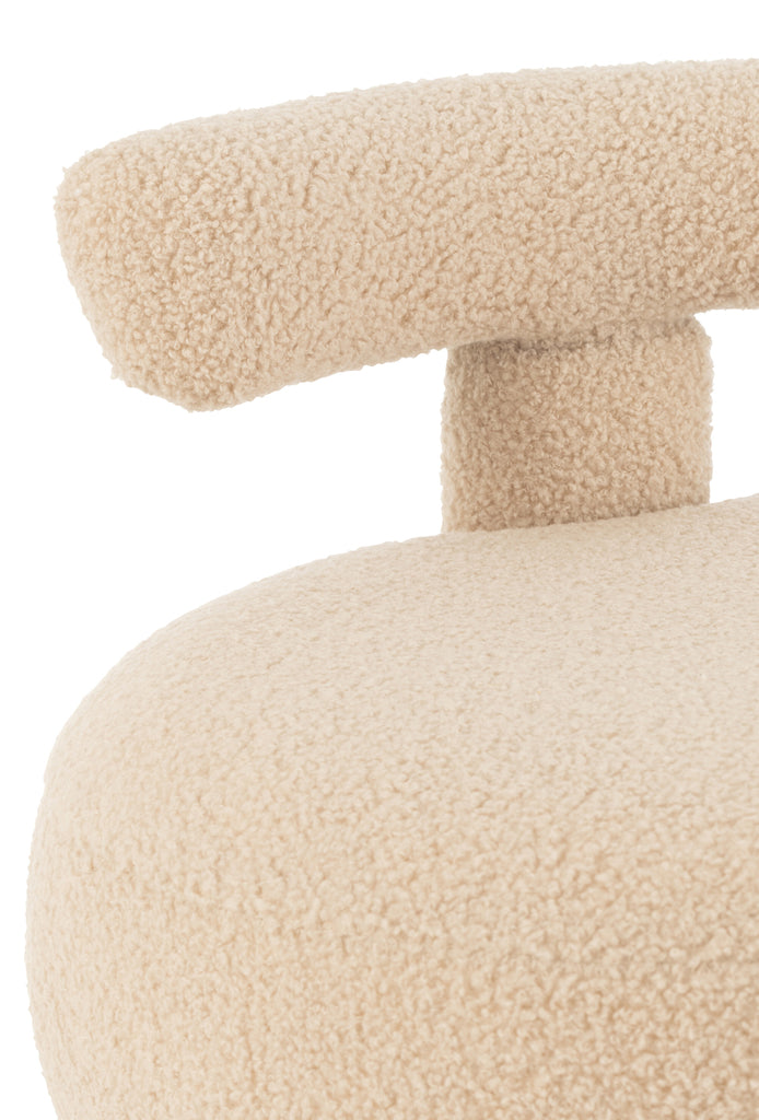 Stool Round With Chairback Bouclé Warm Beige - Majorr