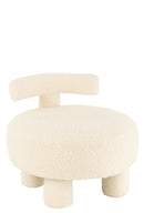 Stool Round With Chairback Bouclé White - Majorr