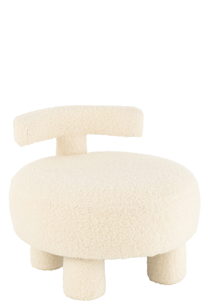 Stool Round With Chairback Bouclé White - Majorr