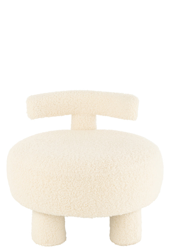 Stool Round With Chairback Bouclé White - Majorr