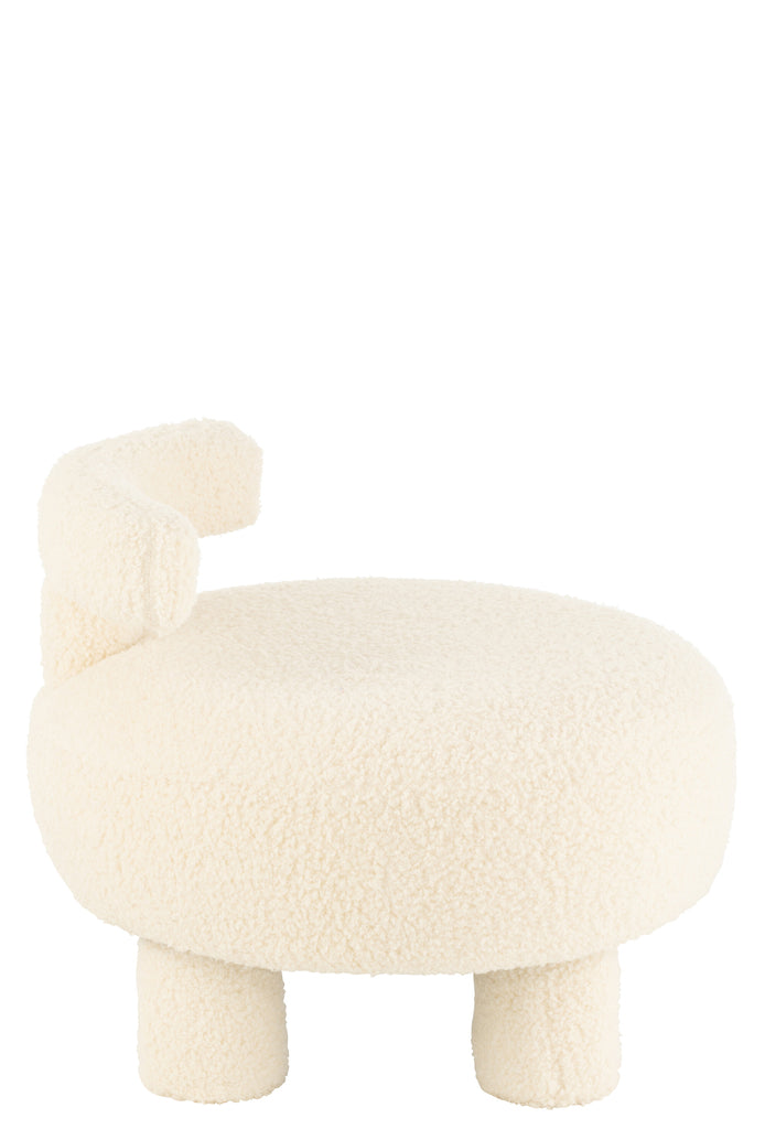 Stool Round With Chairback Bouclé White - Majorr