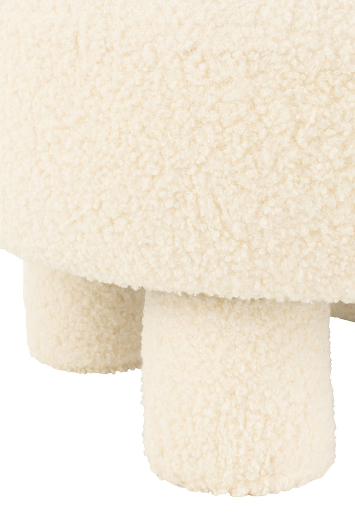 Stool Round With Chairback Bouclé White - Majorr