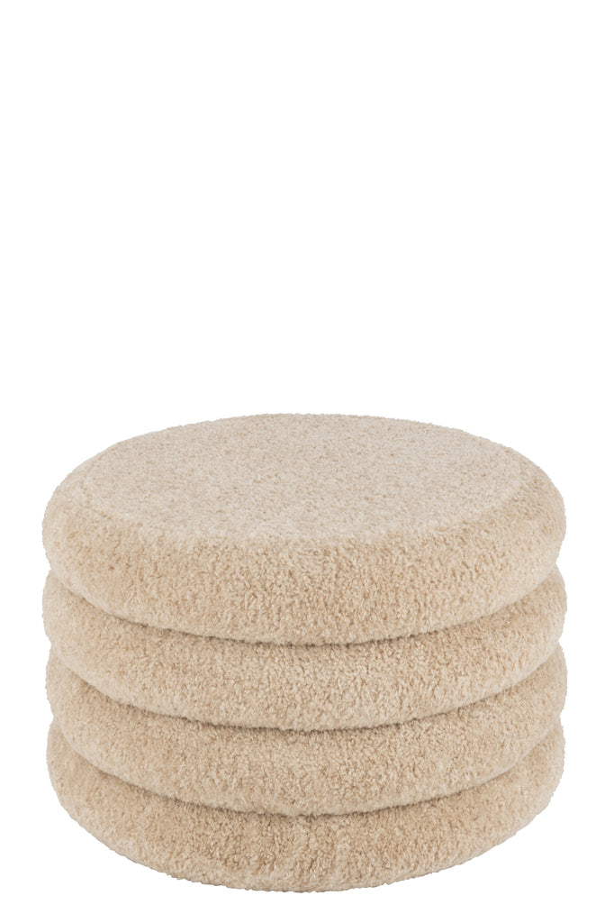 Stool Round Teddy Polyester Beige - Majorr