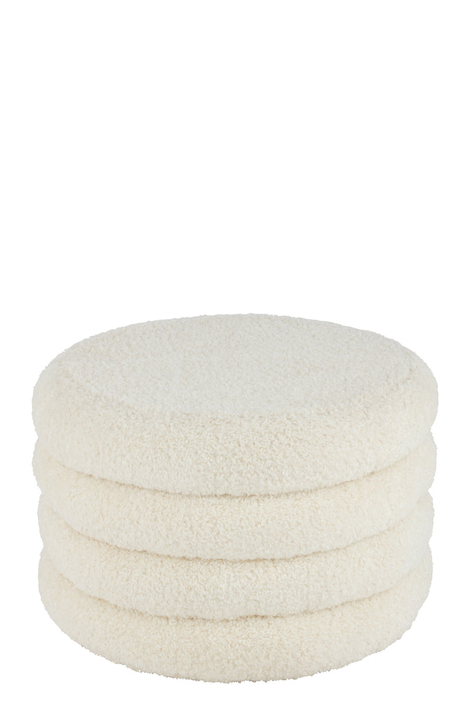 Stool Round Teddy Polyester White - Majorr