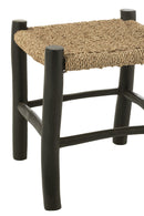 Stool Square Teak Wood/Seagrass Black/Natural - Majorr