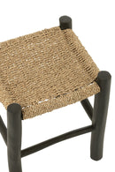 Stool Square Teak Wood/Seagrass Black/Natural - Majorr
