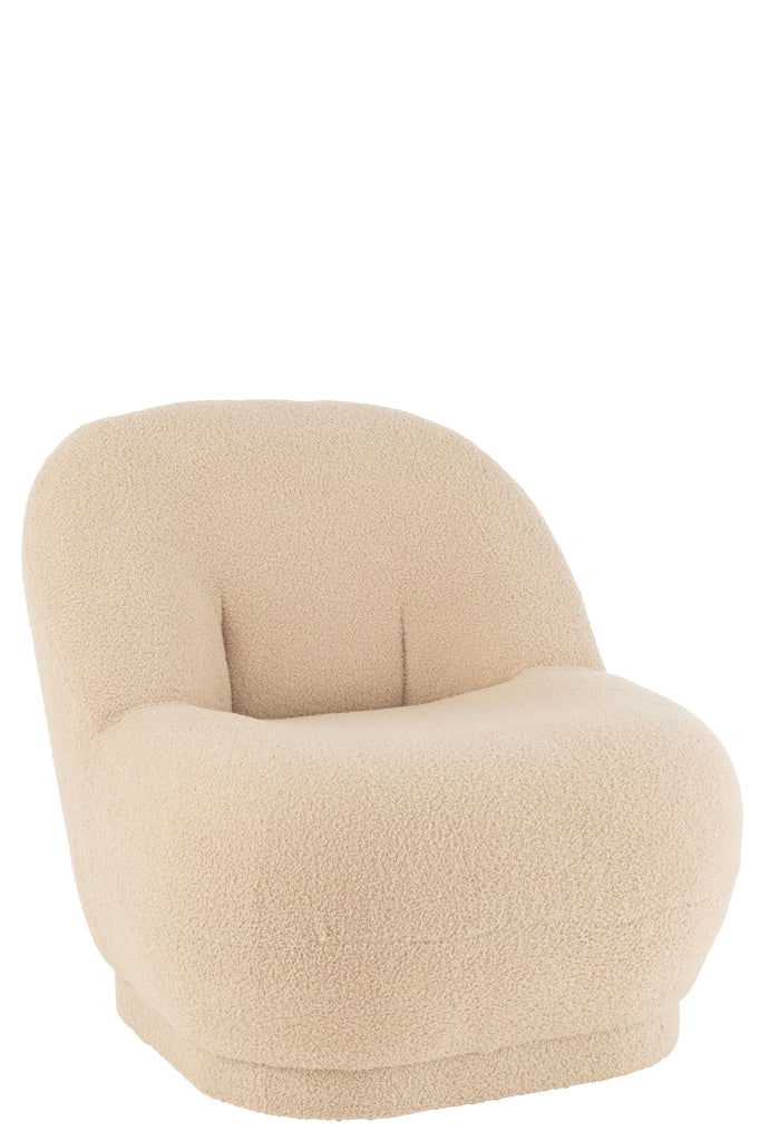 Stool Teddy Velvet White Warm Beige - Majorr