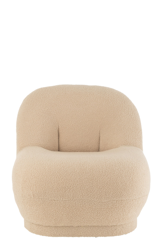 Stool Teddy Velvet White Warm Beige - Majorr