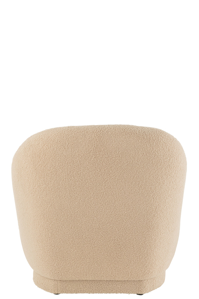 Stool Teddy Velvet White Warm Beige - Majorr