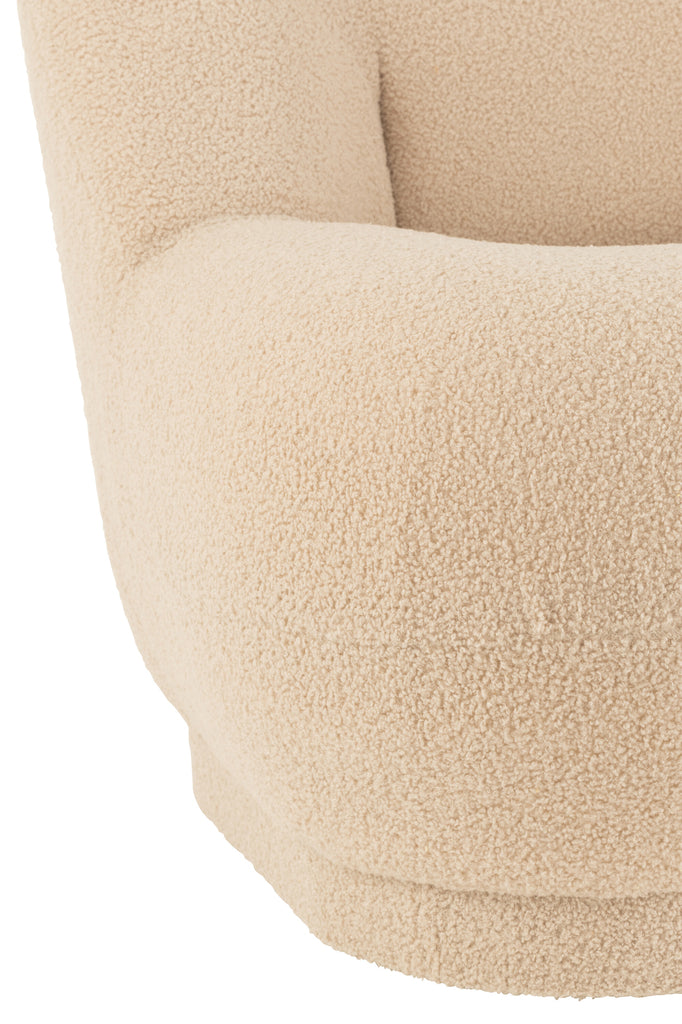 Stool Teddy Velvet White Warm Beige - Majorr