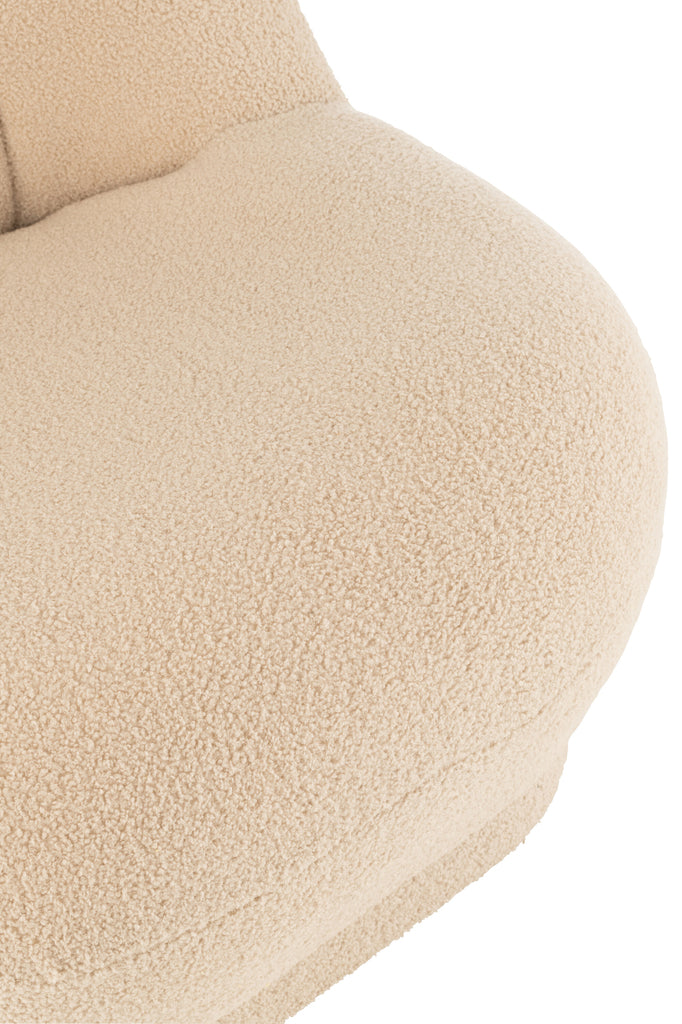 Stool Teddy Velvet White Warm Beige - Majorr