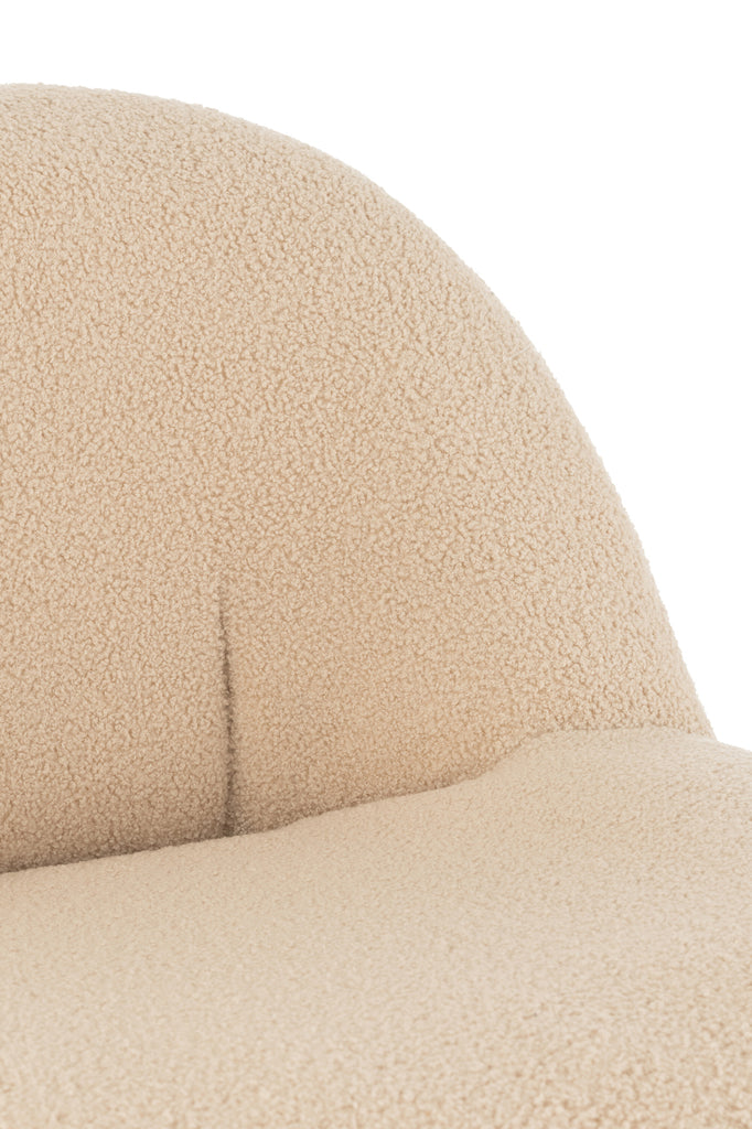 Stool Teddy Velvet White Warm Beige - Majorr