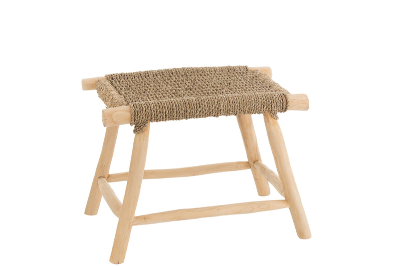 Stool Timo Grass/Teak Wood Natural Large - Majorr