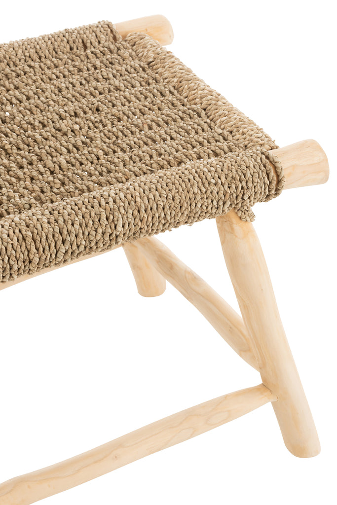 Stool Timo Grass/Teak Wood Natural Large - Majorr