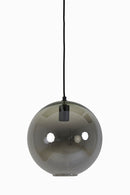 Hanging lamp 30x28 cm SUBAR matt black+smoked glass - Majorr