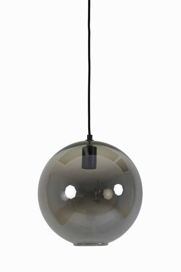 Hanging lamp 30x28 cm SUBAR matt black+smoked glass - Majorr