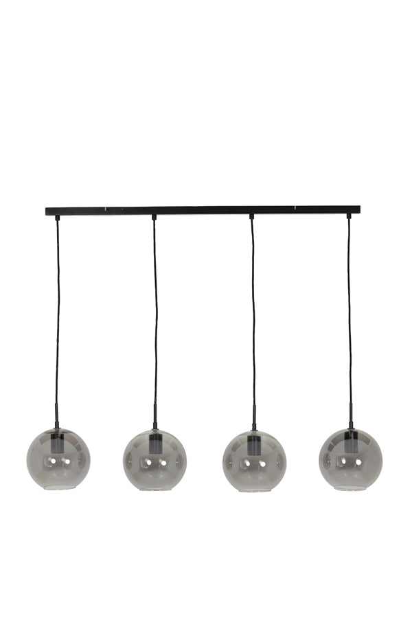 Hanging lamp 4L 114x20x120 cm SUBAR matt black+smoked glass