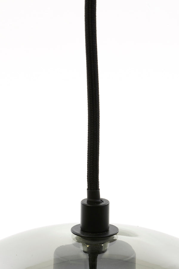 Hanging lamp 30x28 cm SUBAR matt black+smoked glass - Majorr