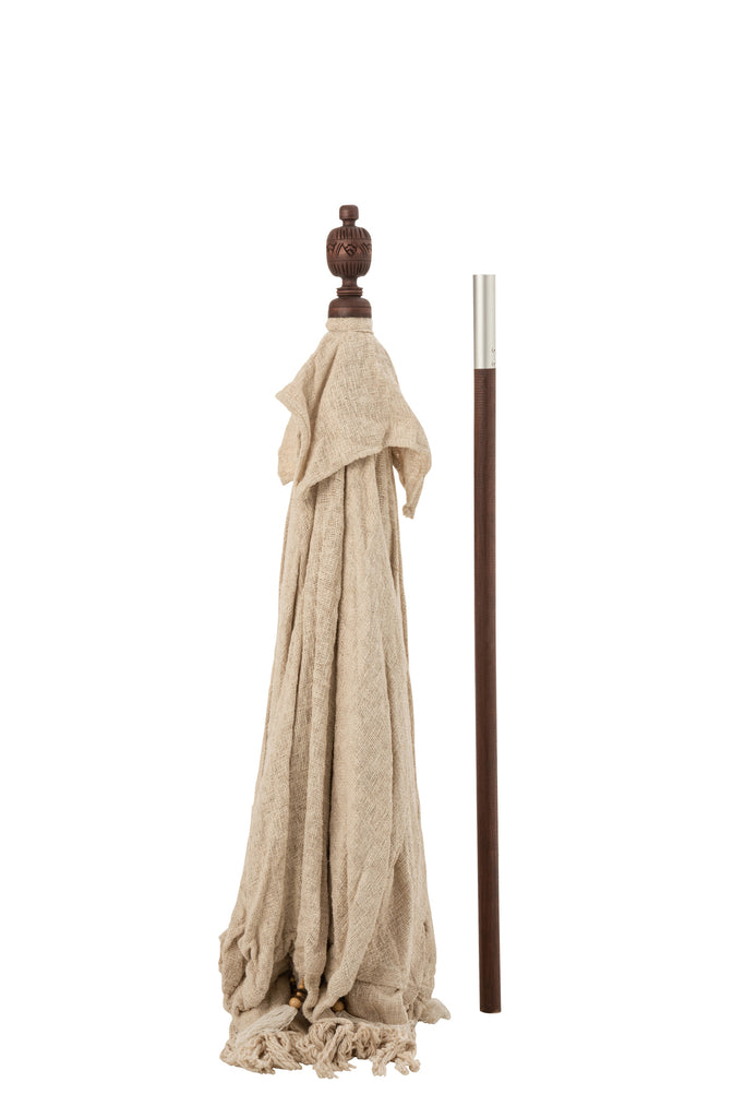 Sunshade Tassels/Shells Beige Wood Dark Brown Large - Majorr