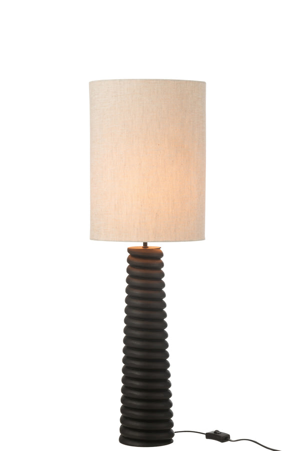 Lampe de table filetée en bois d'ailante noir/gris