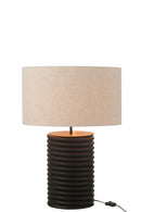 Table Lamp Threaded Wide Ailanthus Wood Black/Grey - Majorr