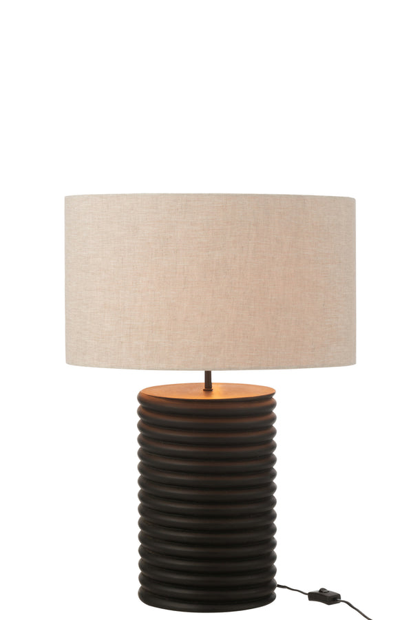 Lampe de table filetée large en bois d'ailante noir/gris