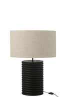 Table Lamp Threaded Wide Ailanthus Wood Black/Grey - Majorr