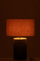 Table Lamp Threaded Wide Ailanthus Wood Black/Grey - Majorr