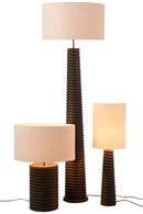 Table Lamp Threaded Wide Ailanthus Wood Black/Grey - Majorr