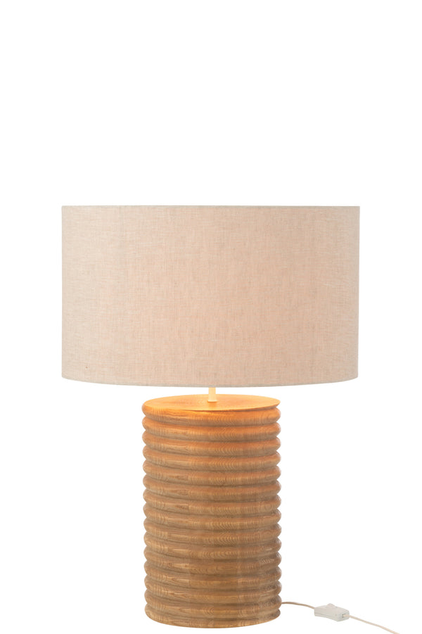 Lampe de table filetée large en bois d'ailante naturel/gris