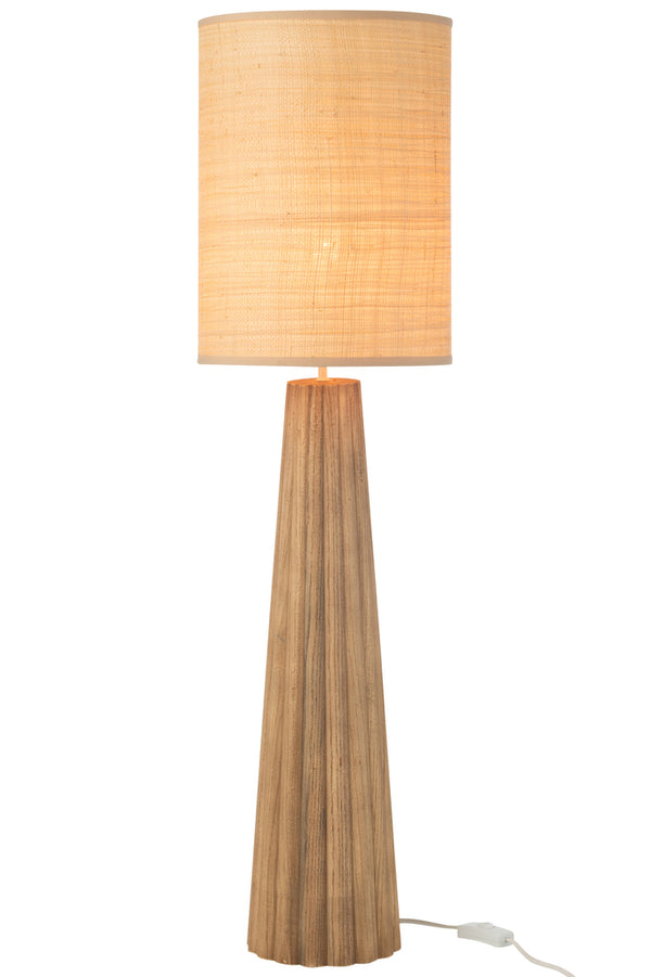 Lampe de table parapluie en bois d'Ailanthus naturel, grande taille