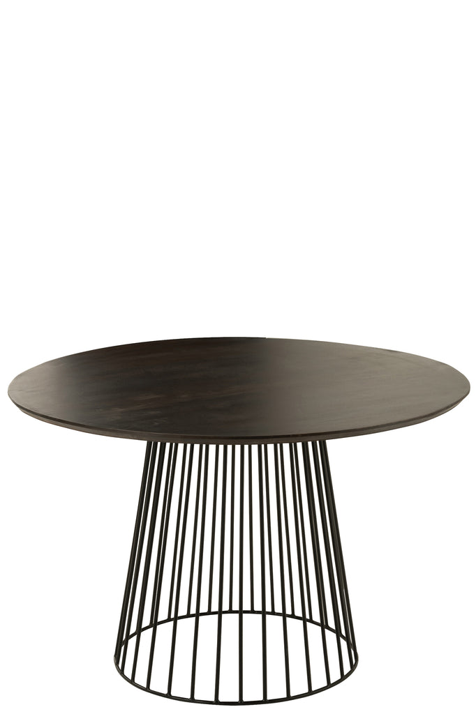 Table Round Wood Metal Natural Black - Majorr