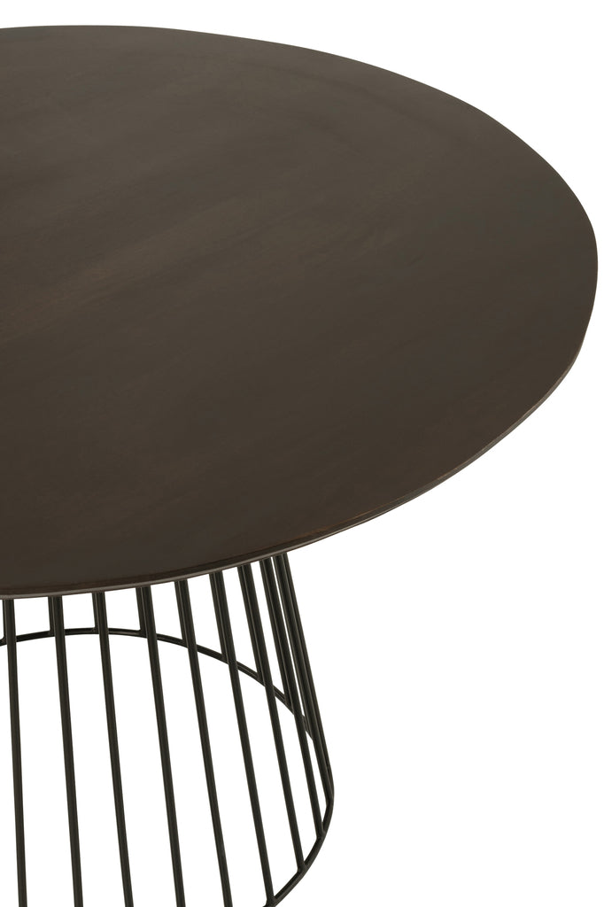 Table Round Wood Metal Natural Black - Majorr