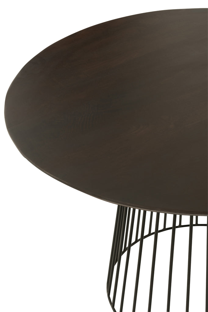 Table Round Wood Metal Natural Black - Majorr