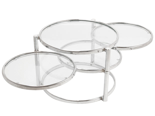 Tafel Swivel Triple - Glas met Staal, Chroom - 60x60x43cm