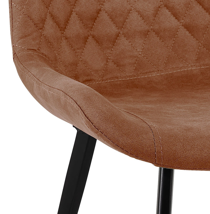Design stoel 'TAICHI' van bruine microvezel en zwarte metalen poten - Majorr