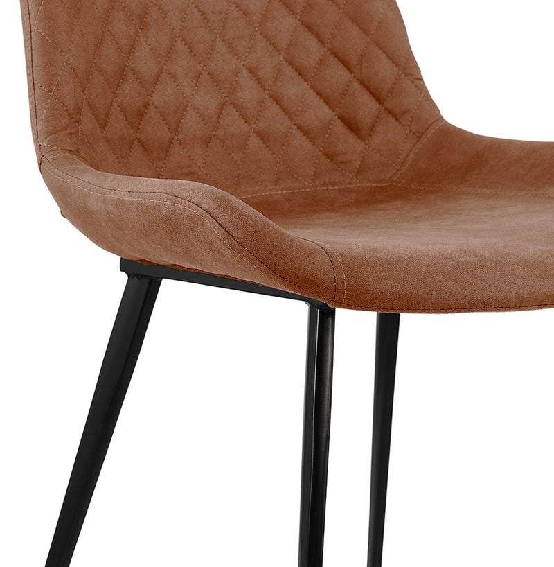 Design stoel 'TAICHI' van bruine microvezel en zwarte metalen poten - Majorr