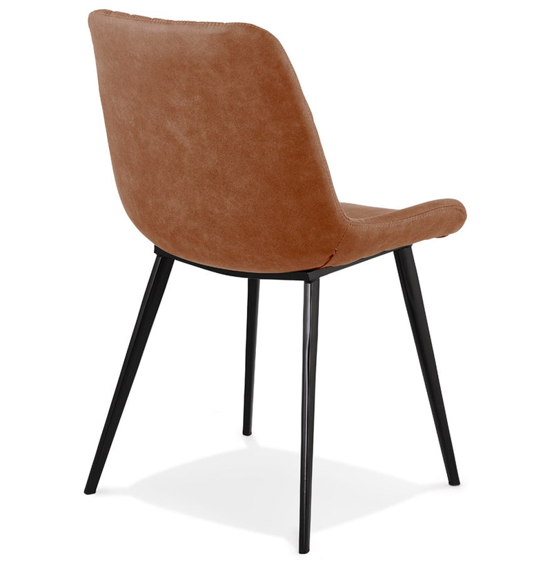 Design stoel 'TAICHI' van bruine microvezel en zwarte metalen poten - Majorr