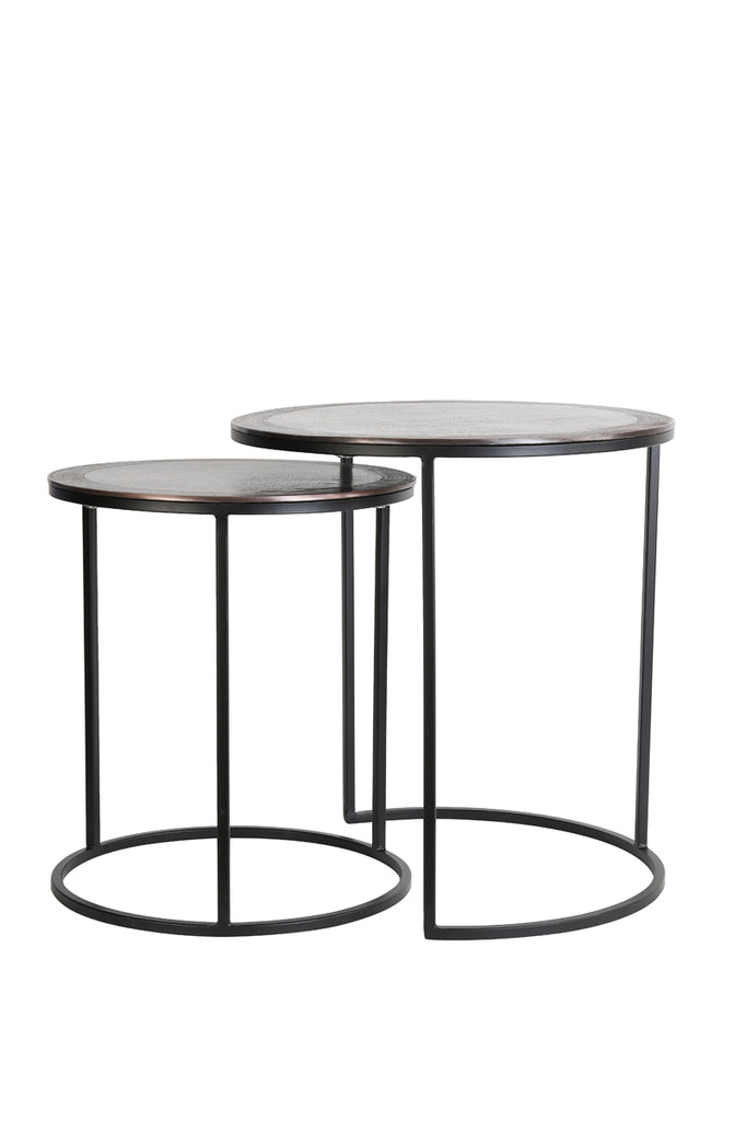 Side table S/2 40x45+50x52 cm TALCA ant copper+black - Majorr